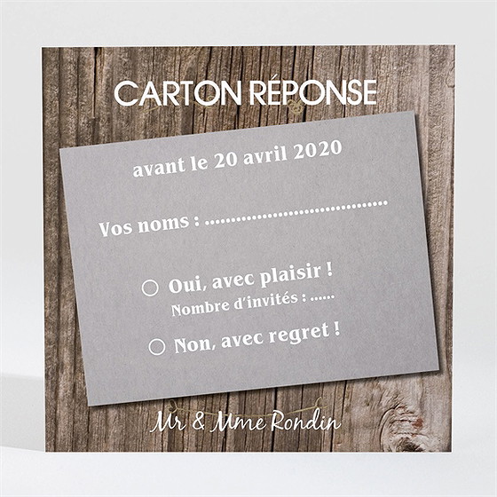 Carton réponse anniversaire de mariage les noces de bois