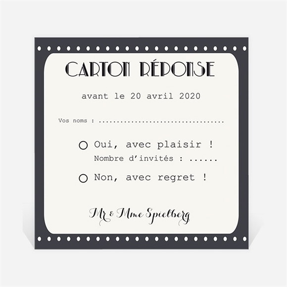 Carton réponse anniversaire de mariage Le Film de notre Vie réf.N300467