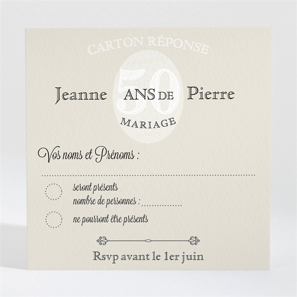 Carton réponse anniversaire de mariage Notre Roman photo accordéon réf.N300468