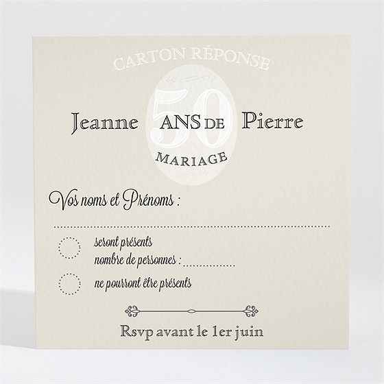Carton réponse anniversaire de mariage notre roman photo accordéon