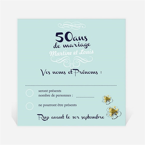 Carton réponse anniversaire de mariage Nos Beaux souvenirs réf.N300471