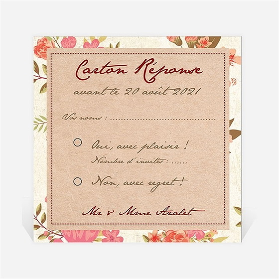 Carton réponse anniversaire de mariage carte invitation classique