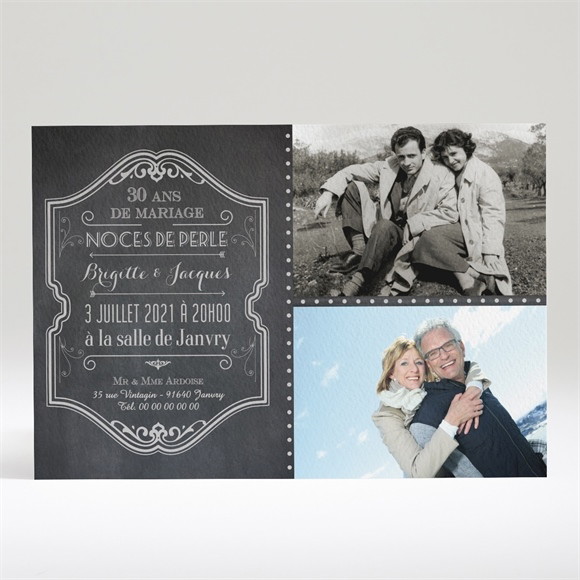Invitation anniversaire de mariage Tendance et original photo réf.N14026