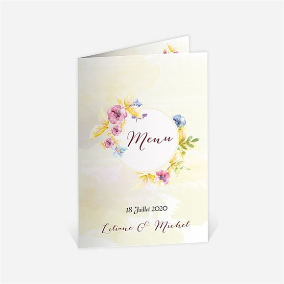 Menu anniversaire de mariage Invitation Jardin fleuri réf.N401491