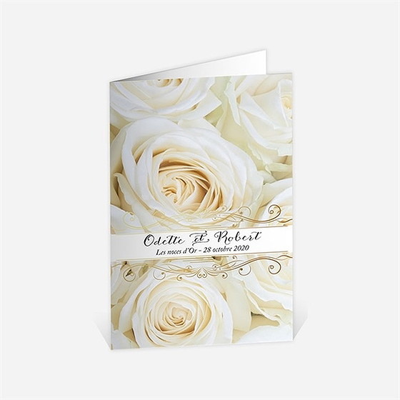 Menu anniversaire de mariage lit de roses blanches