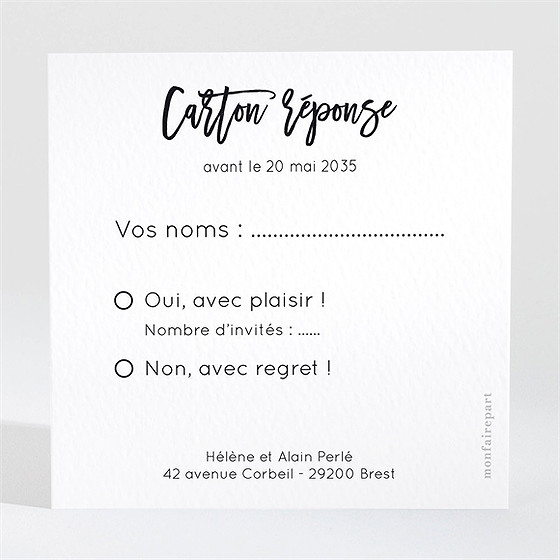 Carton réponse anniversaire de mariage invitation pêle-mêle