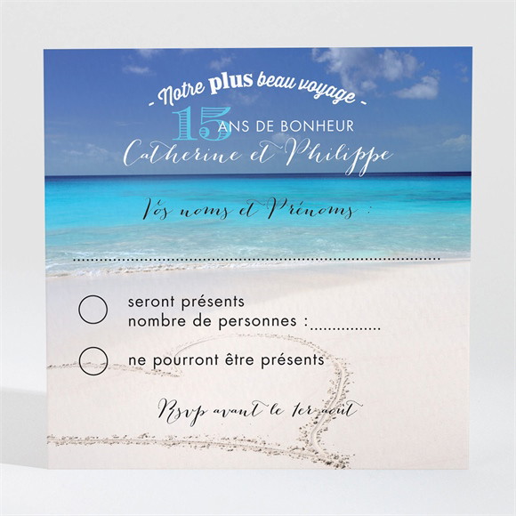 Carton réponse anniversaire de mariage Venez voyager avec nous ! réf.N300485