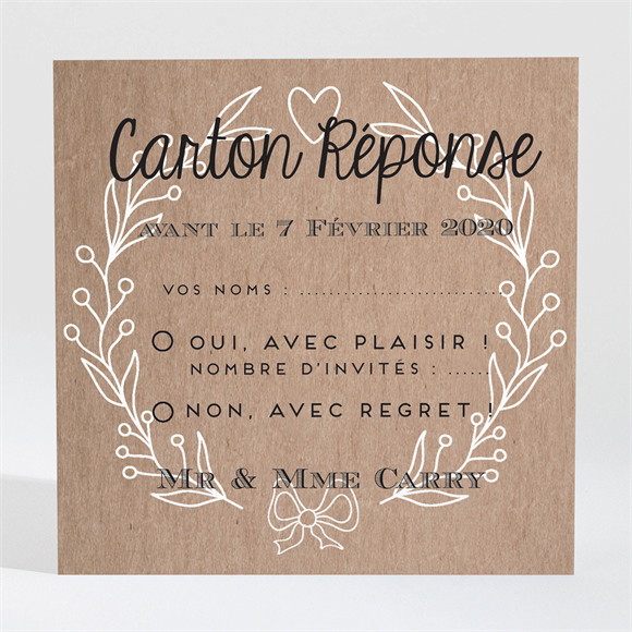 Carton réponse anniversaire de mariage Kraft original réf.N300488