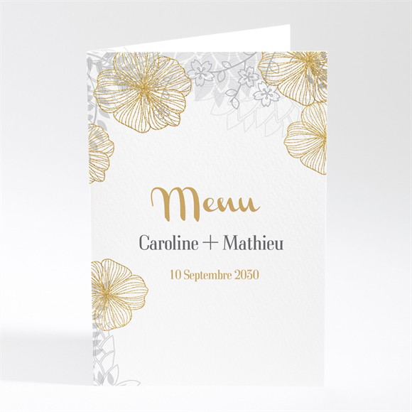 Menu anniversaire de mariage jardin de fleurs dorées réf.N401506