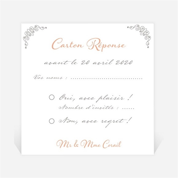 Carton réponse anniversaire de mariage Photo et raffinement réf.N300491