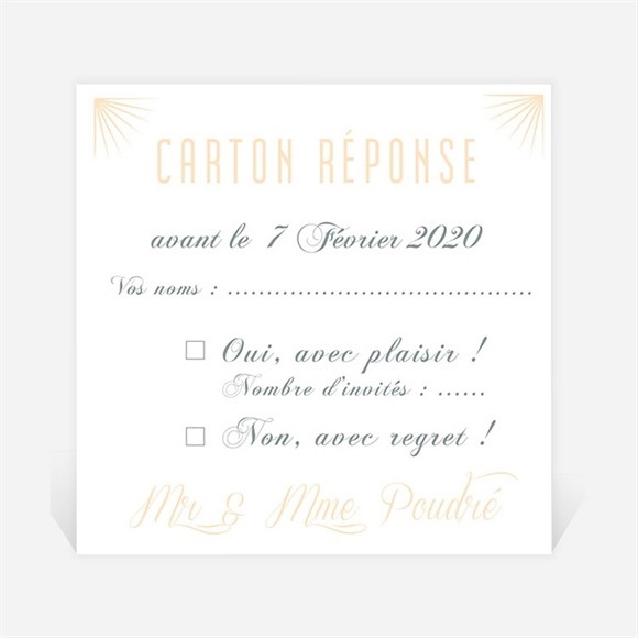 Carton réponse anniversaire de mariage Carte Chic et tendance réf.N300494