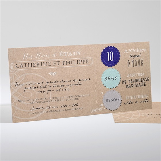 Invitation anniversaire de mariage kraft à gratter!