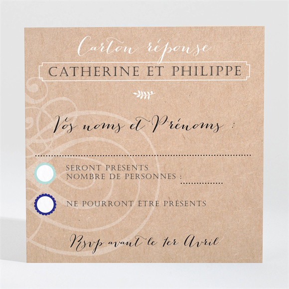 Carton réponse anniversaire de mariage Kraft à gratter! réf.N300495