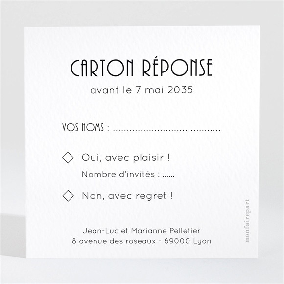 Carton réponse anniversaire de mariage Patchwork photo losanges réf.N300496