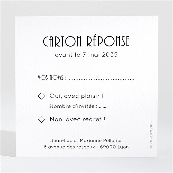 Carton réponse anniversaire de mariage patchwork photo losanges