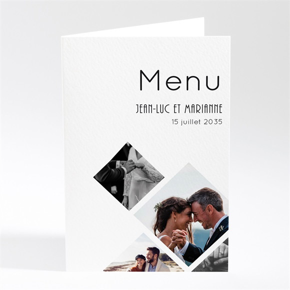 Menu anniversaire de mariage Patchwork photo losanges réf.N401510