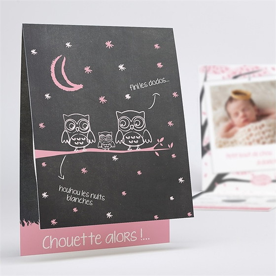 Faire-part naissance chouette surprise
