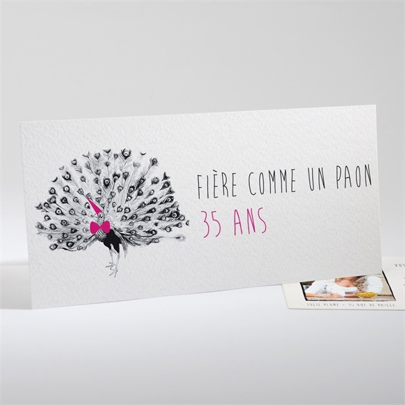 Invitation anniversaire Fière comme un paon! réf.N13141