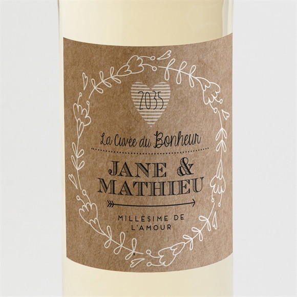Etiquette de bouteille mariage Kraft en folie réf.N300503