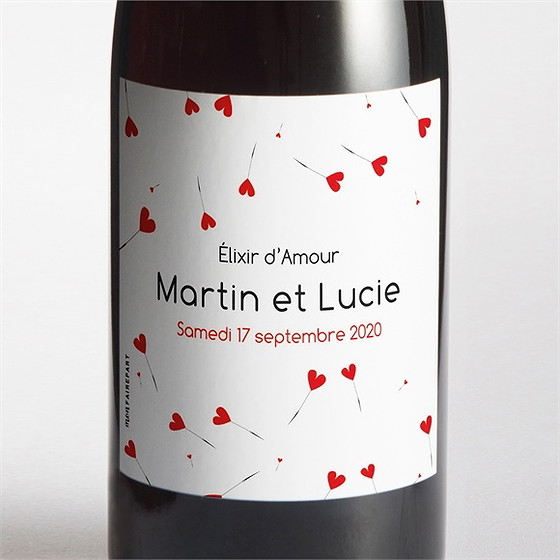 Etiquette de bouteille mariage un oui en photo