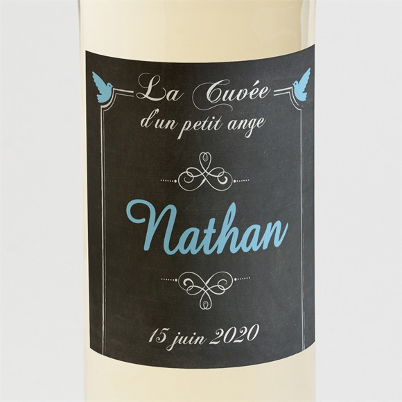 Etiquette de bouteille baptême Ange et ardoise réf.N300500