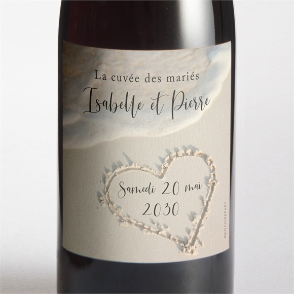 Etiquette de bouteille mariage Dans le Sable réf.N300510