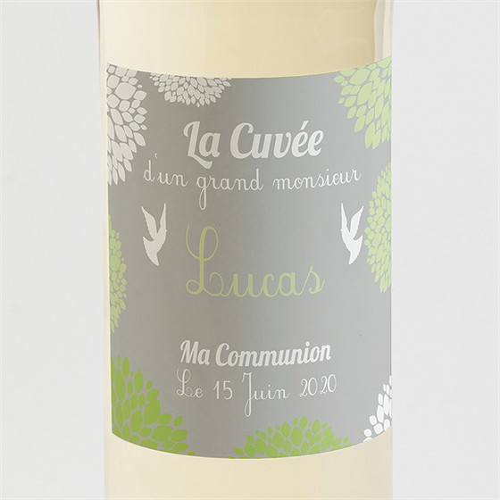 Etiquette de bouteille communion cadre gris et lumière