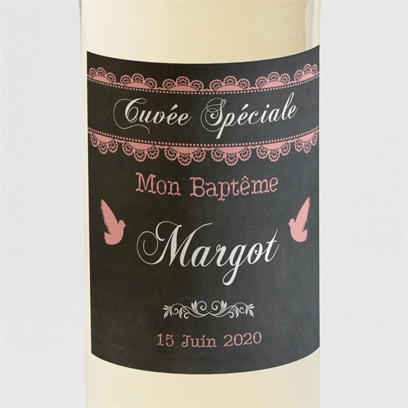 Etiquette de bouteille baptême Ardoise pour filles réf.N300520