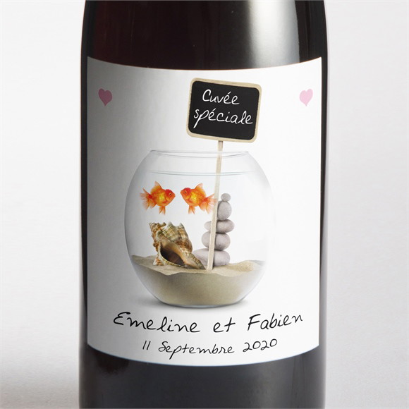 Etiquette de bouteille mariage Comme des poissons dans l'eau réf.N300544