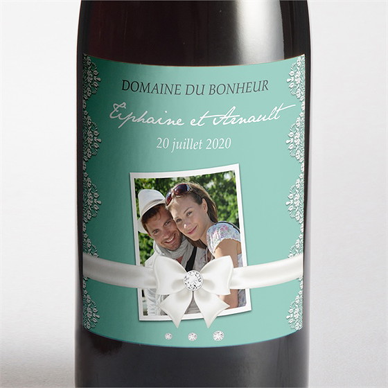 Etiquette de bouteille mariage strass et paillettes