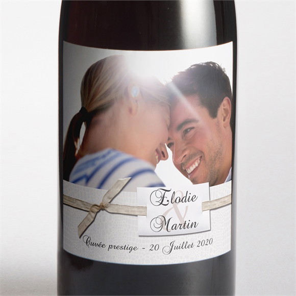 Etiquette de bouteille mariage Trompe l'oeil réf.N300560