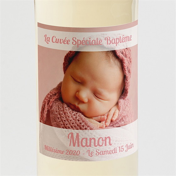 Etiquette de bouteille baptême bandeau simple