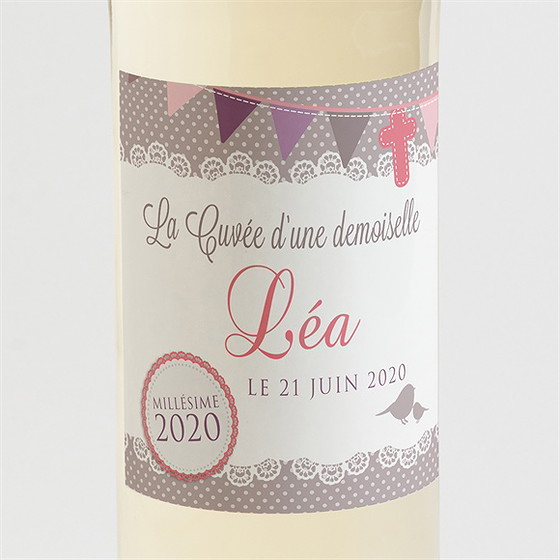 Etiquette de bouteille baptême rondeur et douceur !