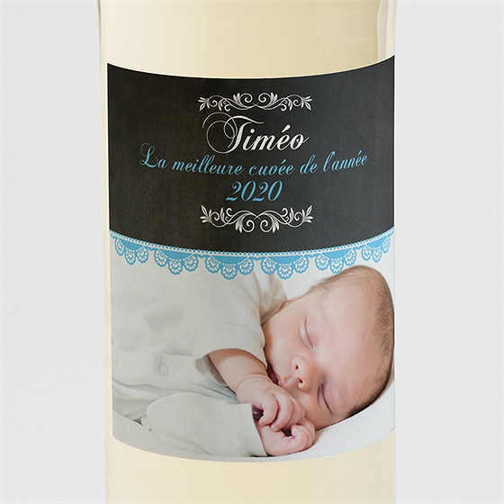 Etiquette de bouteille naissance design vintage ardoise