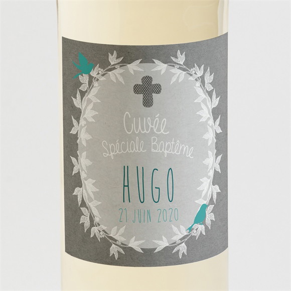 Etiquette de bouteille baptême Découpe originale réf.N300571