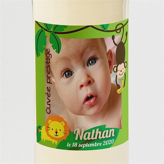 Etiquette de bouteille naissance notre petit singe