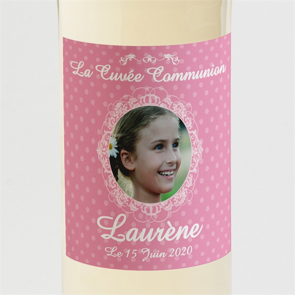 Etiquette de bouteille communion Mon cadre rose réf.N300596