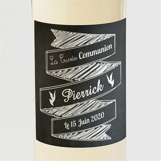 Etiquette de bouteille communion a la craie