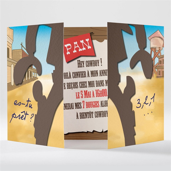 Invitation anniversaire Cow boy photo réf.N70155