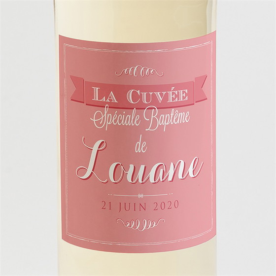Etiquette de bouteille baptême tendance typographique