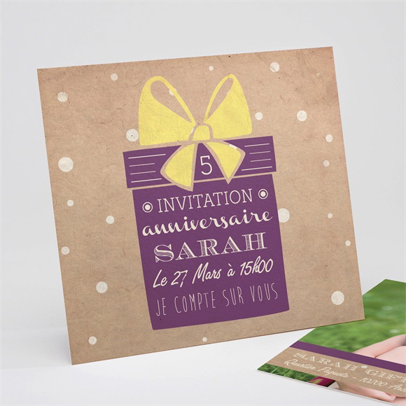 Invitation anniversaire Cadeau Kraft réf.N311144