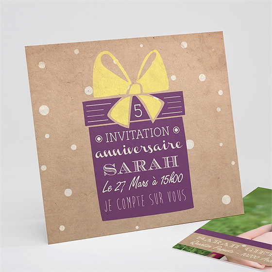 Invitation anniversaire cadeau kraft