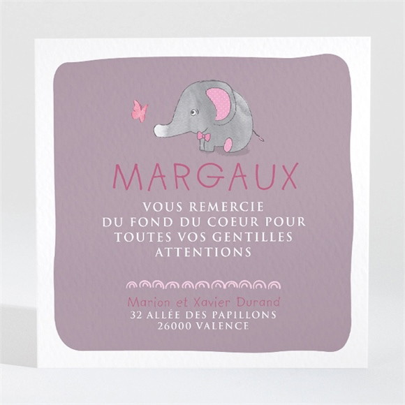 Remerciement naissance Mon Petit Elephant réf.N300615