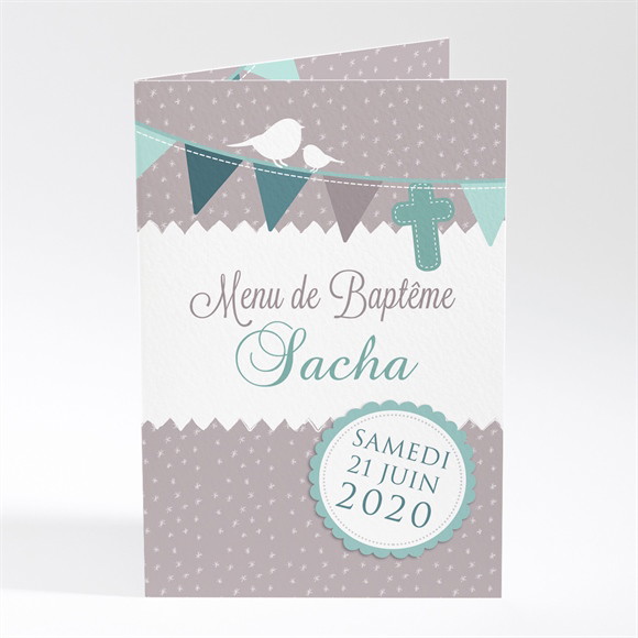 Menu baptême Colombe et banderoles réf.N401520