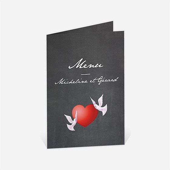 Menu anniversaire de mariage symboles de notre amour