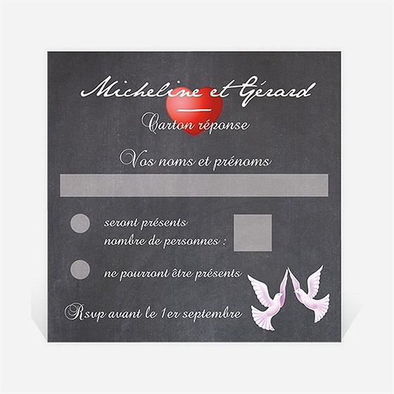 Carton réponse anniversaire de mariage symboles de notre amour