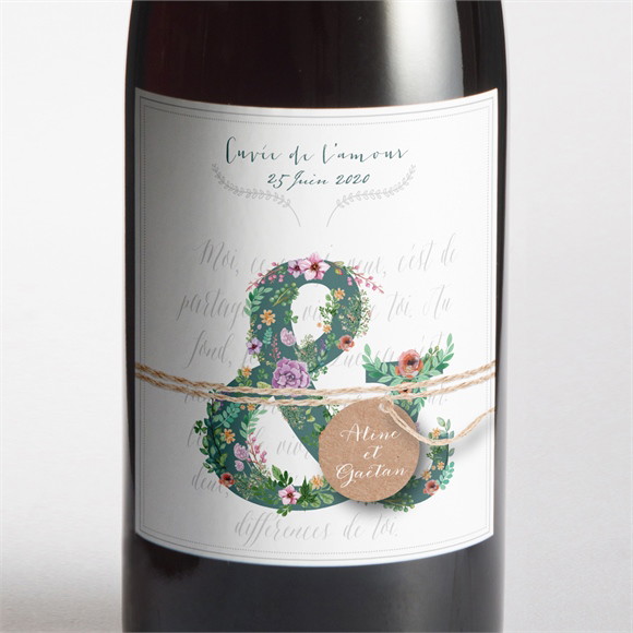 Etiquette de bouteille mariage Champêtre et original réf.N300627