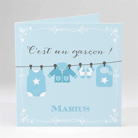 Faire-part naissance Fil à linge garçon réf.N45111