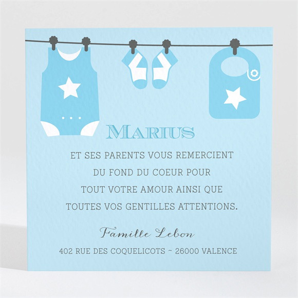 Remerciement naissance Fil à linge garçon réf.N300631