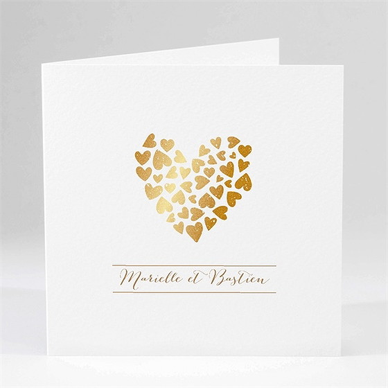 Faire-part mariage coeur doré